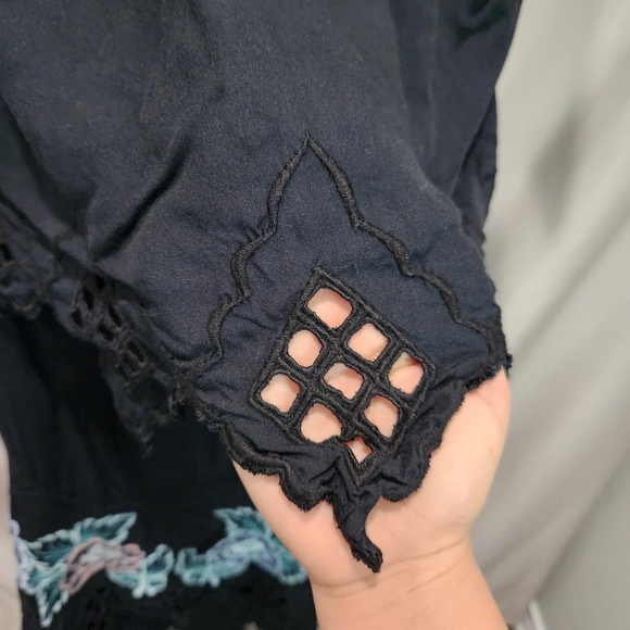 Bali Emerald Vintage 70s Floral Embroidered Whimsigoth Top and Skirt Set - Picture 9 of 13